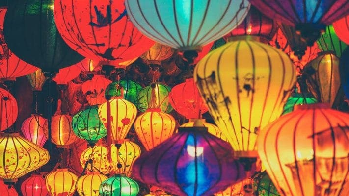 Colourful silk lanterns